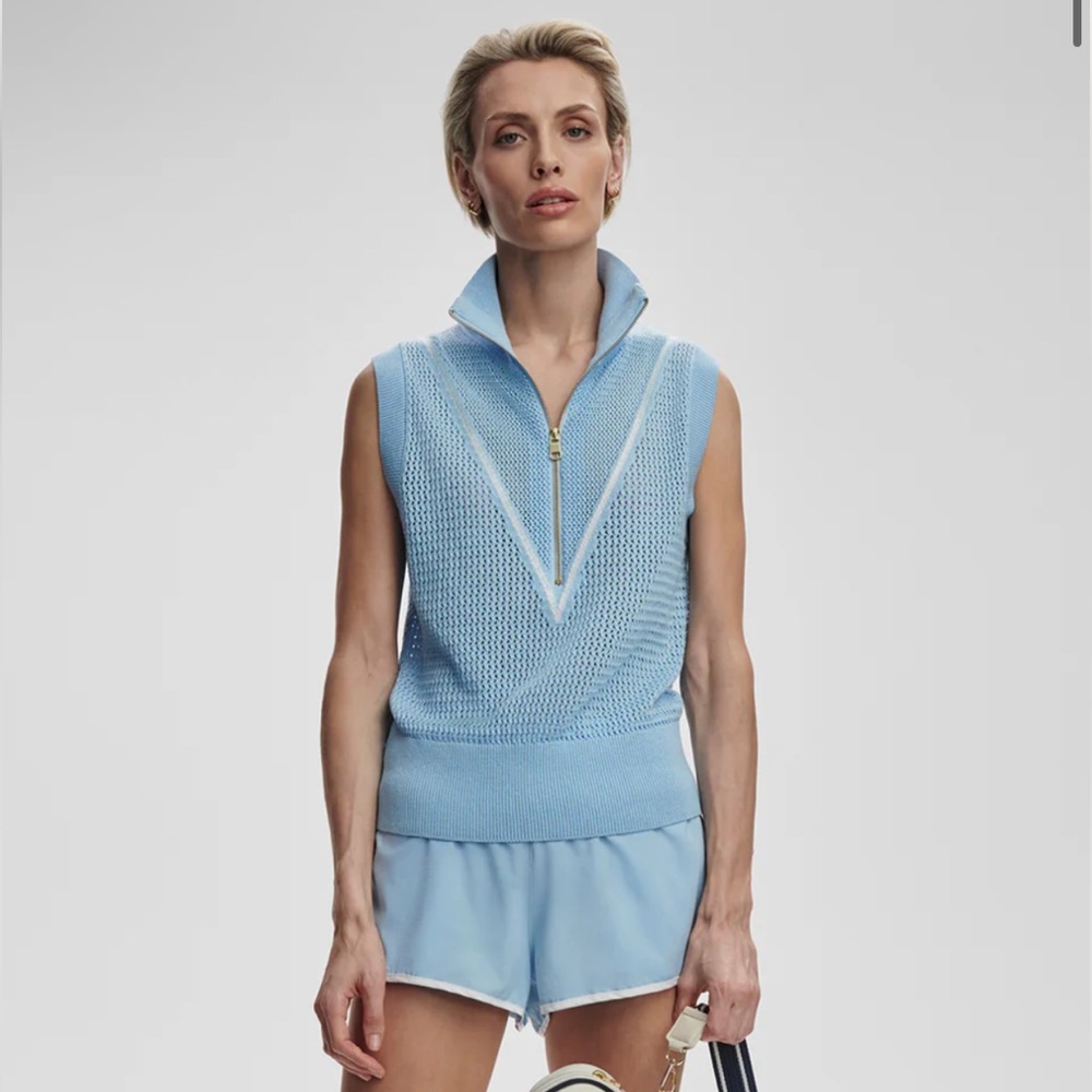 NWT Varley Allena Half-Zip Vest Top Women’s XL Airy Blue Athleisure